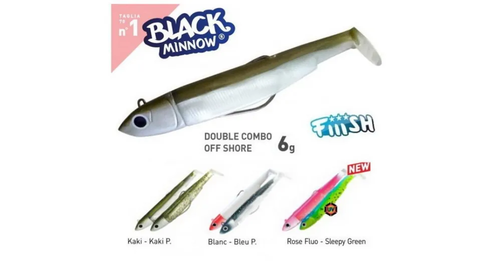 FIIISH BLACK MINNOW 70 DOUBLE COMBO OFF SHORE 6G. Gratis Retour