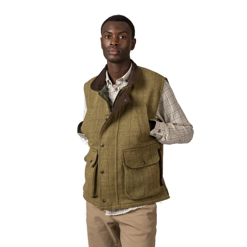 Tijdelijk Beschikbaar Gilet britannico in cotone tweed