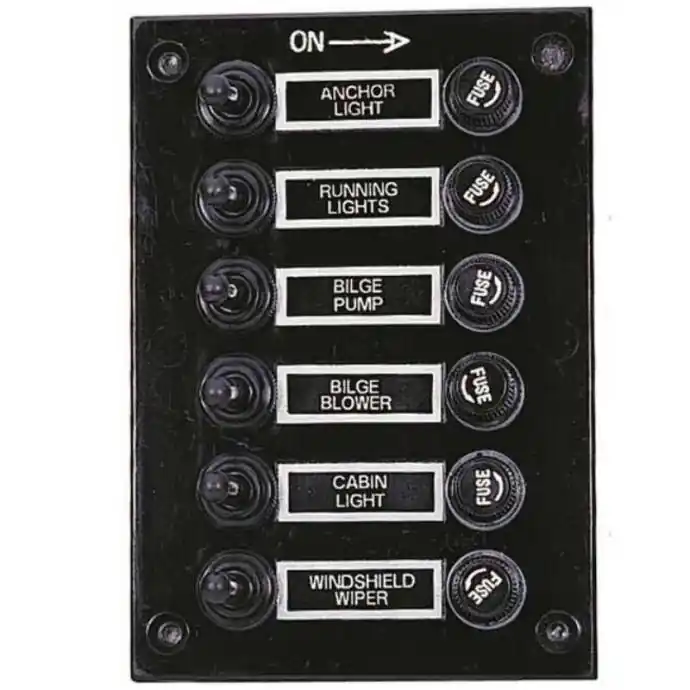 Aanbieding Quadro Comandi 12V ABS Stagno 6 Interruttori 10A e Fusibili Barca